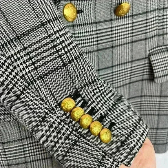 A.L.C Sedgwick II Glen Check Plaid & Houndstooth Double-Breasted Blazer Size XS - Picture 6 of 16